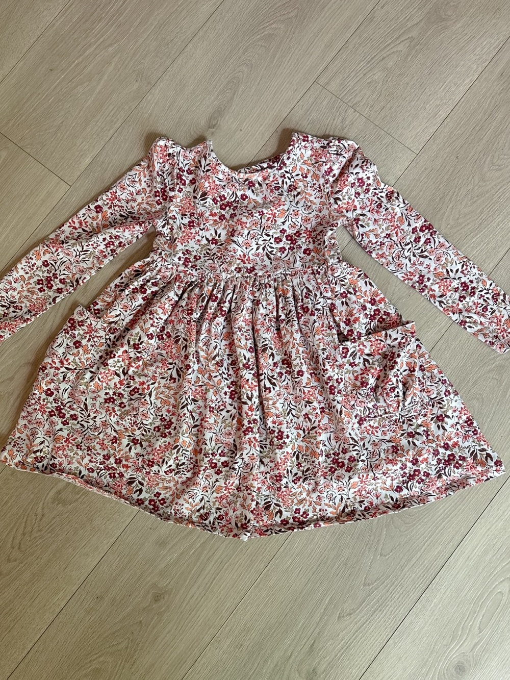 Flapdoodles Pink Floral Long-Sleeve Dress